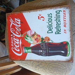 12x18  Coke~Cola plaque with clock